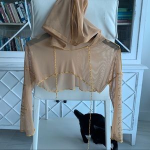 mesh nude ultra crop top love is an ocean on arm